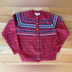 Vtg Fall River Knitting Mills Cardigan Sweater Womens Small Wool Knit Button USA